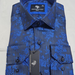 Presidential Men’s Blue Floral & Black Striped Shirt