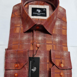 Presidential Men’s Orange, Brown & Beige Checkered Shirt