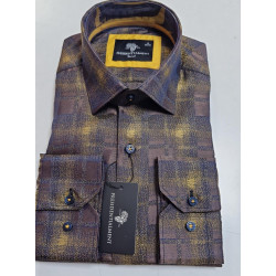 Presidential Men’s Brown, Yellow & Blue Checkered Shirt