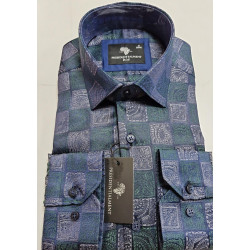 Presidential Men's Green & Blue Paisley Patterned Shirt