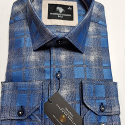 Presidential Men's Blue Plaid Patterned Shirt