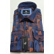 Presidential Men's Blue & Brown Geometric Patterned Shirt