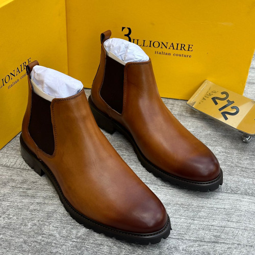 Billionaire Italian Couture Men’s Luxury Leather Chelsea Boots – Dark Brown, Tan & Black