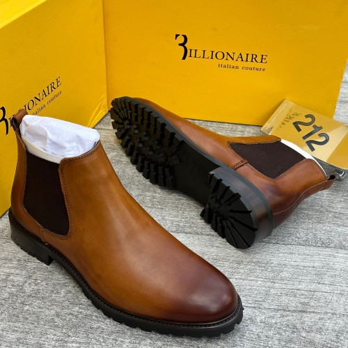 Billionaire Italian Couture Men’s Luxury Leather Chelsea Boots – Dark Brown, Tan & Black