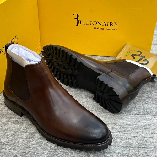 Billionaire Italian Couture Men’s Luxury Leather Chelsea Boots – Dark Brown, Tan & Black