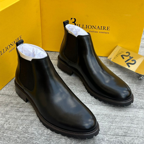 Billionaire Italian Couture Men’s Luxury Leather Chelsea Boots – Dark Brown, Tan & Black