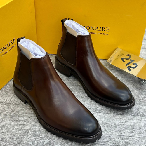 Billionaire Italian Couture Men’s Luxury Leather Chelsea Boots – Dark Brown, Tan & Black