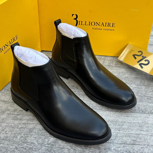 Billionaire Italian Couture Men’s Luxury Leather Chelsea Boots with Zippers – Dark Brown, Tan & Black