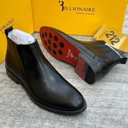 Billionaire Italian Couture Men’s Luxury Leather Chelsea Boots with Zippers – Dark Brown, Tan & Black