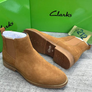 Clarks Men’s Premium Suede Chelsea Boots – Tan