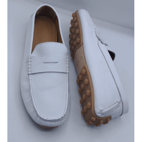 Men’s Italian White Leather Drivers  Shoes