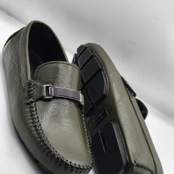 Green Leather Drivers  Shoes-Men’s Italian