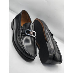 Black Standard Fit Leather Loafers – Classic Slip-On Comfort Shoes