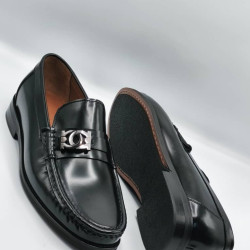 Black Standard Fit Leather Penny Loafers – Classic Slip-On Comfort Shoes