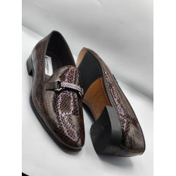 Brown Crocodile Skin Men's Loafer Shoes
