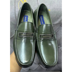 Men’s Italian Green Leather Penny Loafers – Classic Slip-On Comfort Shoes