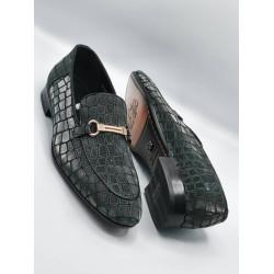 Green Leather Penny Suede Loafers – Classic Slip-On Comfort Shoes