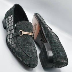 Green Leather Penny Suede Loafers – Classic Slip-On Comfort Shoes