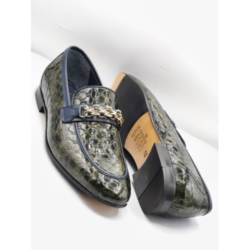 Green Standard Fit Suede Loafers