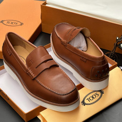 Men’s Luxury Leather Penny Loafers – Premium Thick Sole Slip-On Shoes