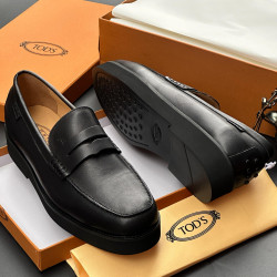 Men’s Luxury Leather Penny Loafers – Premium Thick Sole Slip-On Shoes