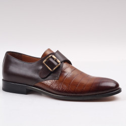 Brown Strapped Leather Loafers For Men