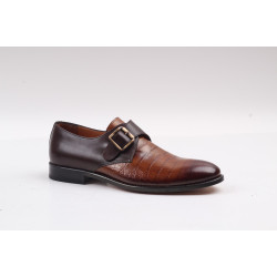 Brown Strapped Leather Loafers For Men