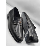 Black Men's Loafer Shoes-Italian