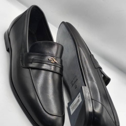 Black Men's Loafer Shoes-Italian