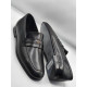 Black Men's Loafer Shoes-Italian