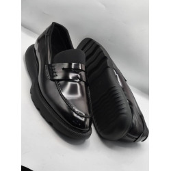 Pure Black Leather Loafers For Men