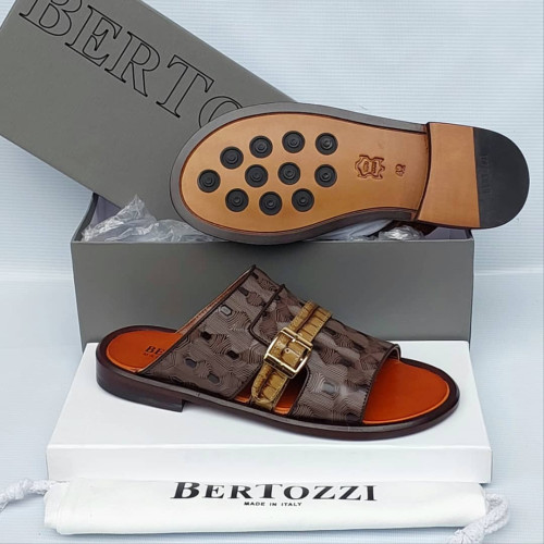 Bertozzi Croc & Python Leather Crossover Slide Sandals – Made in Italy