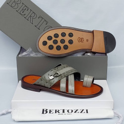 Bertozzi Croc & Python Leather Crossover Slide Sandals – Made in Italy