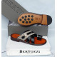 Bertozzi Men Formal Shoes | Classic Executive Black & White Glossy Multi‑Strap Leather Sandals for Men
