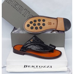 Bertozzi Croc & Python Leather Crossover Slide Sandals – Made in Italy