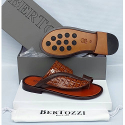 Bertozzi Croc & Python Leather Crossover Slide Sandals – Made in Italy