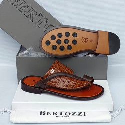 Bertozzi Croc & Python Leather Crossover Slide Sandals – Made in Italy