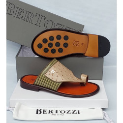 Bertozzi Croc & Python Leather Crossover Slide Sandals – Made in Italy