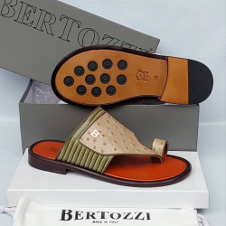 Bertozzi Croc & Python Leather Crossover Slide Sandals – Made in Italy