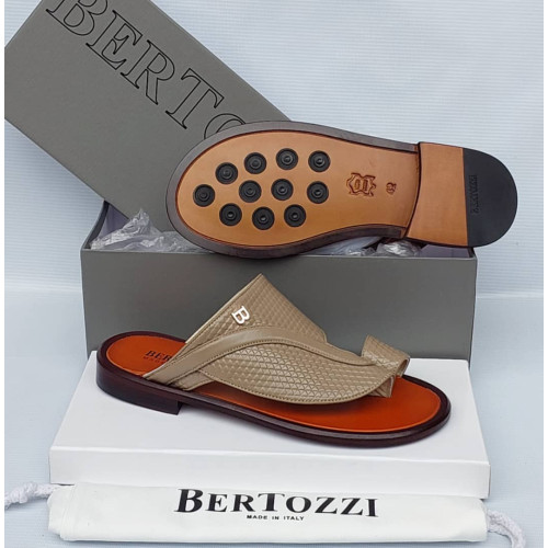 Bertozzi Croc & Python Leather Crossover Slide Sandals – Made in Italy