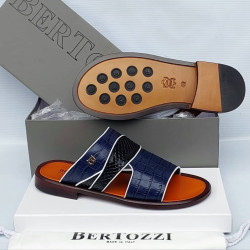 Bertozzi Croc & Python Leather Crossover Slide Sandals – Made in Italy