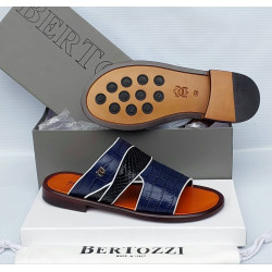 Bertozzi Croc & Python Leather Crossover Slide Sandals – Made in Italy