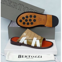 Bertozzi Croc & Python Leather Crossover Slide Sandals – Made in Italy