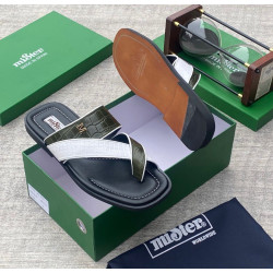 MiSter Crocodile Leather Toe-Ring Slide Sandals with Straps – Made in Spain