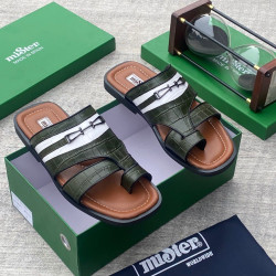 MiSter Crocodile Leather Toe-Ring Slide Sandals with Straps – Made in Spain