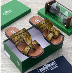 MiSter Crocodile Leather Toe-Ring Slide Sandals with Straps – Made in Spain