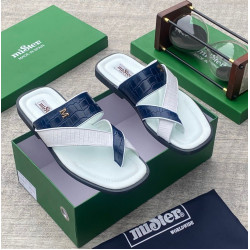 MiSter Crocodile Leather Toe-Ring Slide Sandals with Straps – Made in Spain