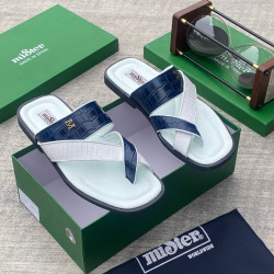 MiSter Crocodile Leather Toe-Ring Slide Sandals with Straps – Made in Spain