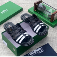 MiSter Crocodile Leather Toe-Ring Slide Sandals with Straps – Made in Spain