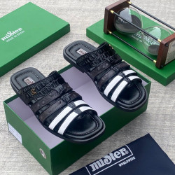 MiSter Crocodile Leather Toe-Ring Slide Sandals with Straps – Made in Spain